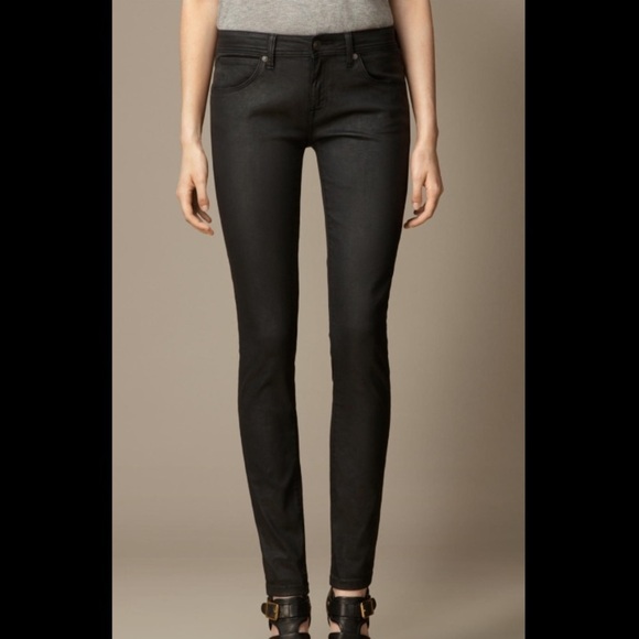 Burberry Brit Skinny Low Rise Wax Coated Jeans - Picture 1 of 10